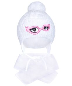 Zimní dětská pletená čepička se šálou New Baby bílá