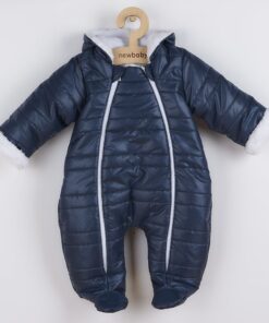 Zimní kojenecká kombinéza s kapucí a oušky New Baby Pumi blue