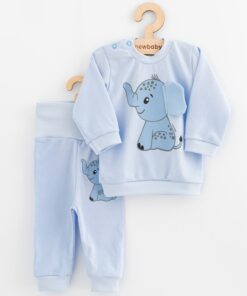 Kojenecká souprava tričko a tepláčky New Baby Happy Elephant blue