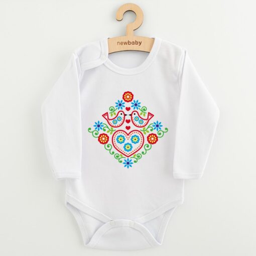 Dětské body s potiskem New Baby Lidový vzor ptáčci