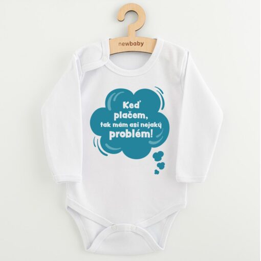 Dětské body s potiskem New Baby Keď plačem, tak mám asi nejaký problém! modrá