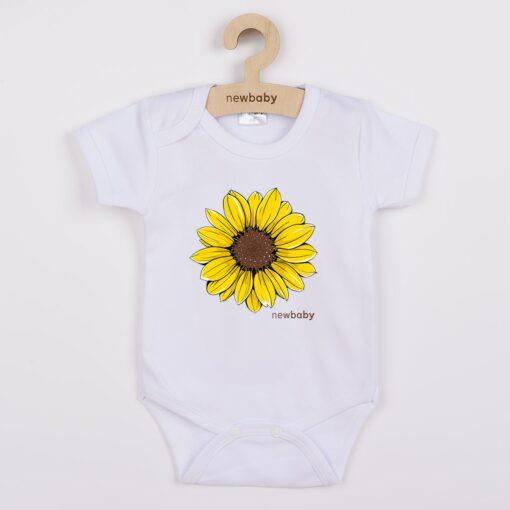 Dětské body s potiskem New Baby Slunečnice  - krátký rukáv