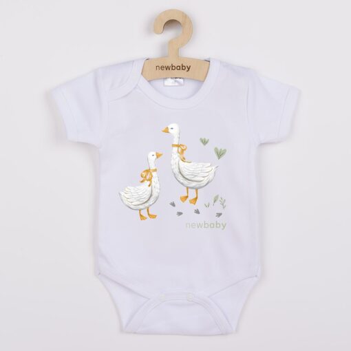 Dětské body s potiskem New Baby Husičky - krátký rukáv