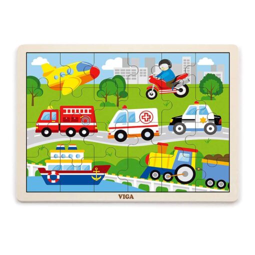 Dětské dřevěné puzzle Viga Vozidla