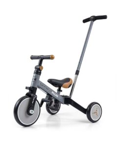 Dětská tříkolka 4v1 Milly Mally Optimus Plus s vodící tyčí grey